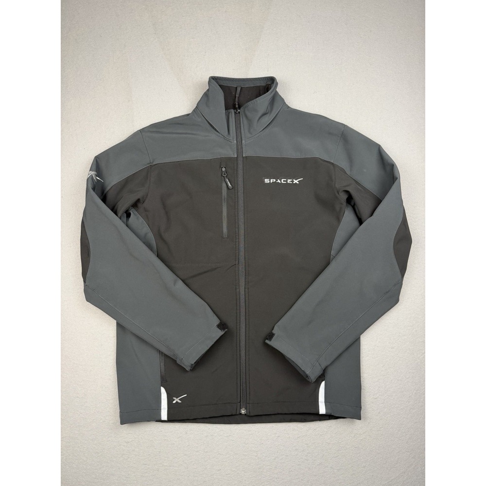 SpaceX Mens M Softshell Jacket Black Fleece Lined Full Zip Employee-Issued